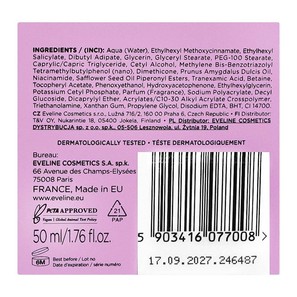 Eveline Brightening Light Day Cream SPF20, Anti Dark Spots, For Even-Toned Radiant Skin, 50ml - Image 4