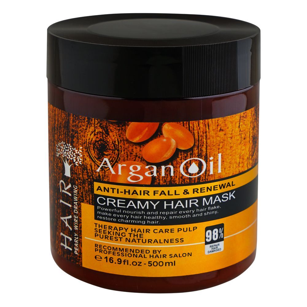 Hair Pearly Wire Drawing Argan Oil Anti-Hair Fall & Renewal Creamy Hair Mask, 500ml - Main Image