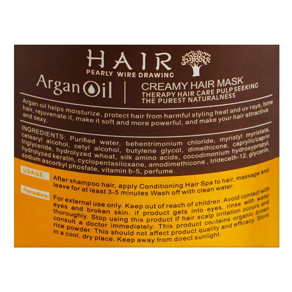 Hair Pearly Wire Drawing Argan Oil Anti-Hair Fall & Renewal Creamy Hair Mask, 500ml - Image 3