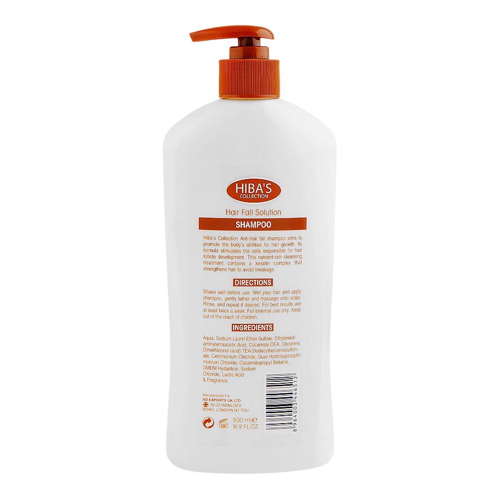Hiba's Collection Anti-Hair Fall Shampoo, Parabens Free, 500ml - Image 2