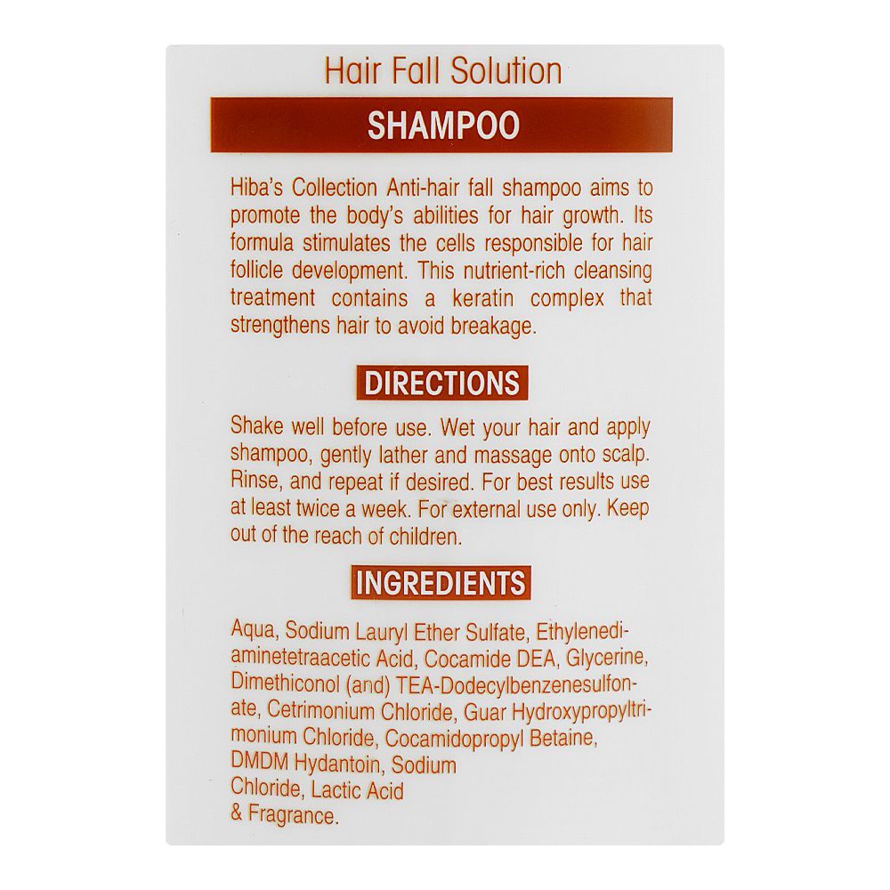 Hiba's Collection Anti-Hair Fall Shampoo, Parabens Free, 500ml - Image 3