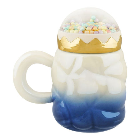 Floral Ceramic Coffee & Tea Mug with Lid, Blue, MG-2 - Image 3