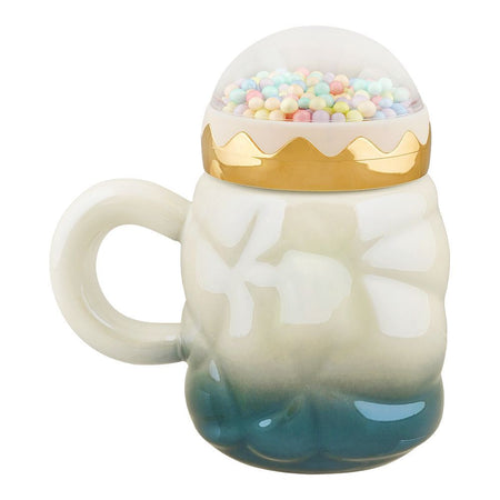 Floral Ceramic Coffee & Tea Mug with Lid, Green, MG-2 - Image 3