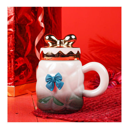 Bow Tie Ceramic Coffee & Tea Mug with Lid, Green, MG -1 - Main Image