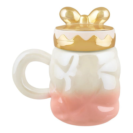 Bow Tie Ceramic Coffee & Tea Mug with Lid, Pink, MG -1 - Image 3
