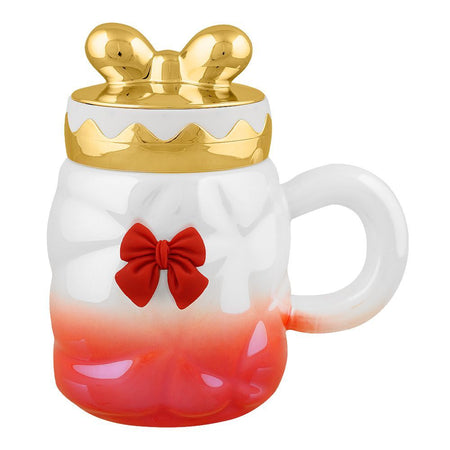 Bow Tie Ceramic Coffee & Tea Mug with Lid, Red, MG -1 - Image 2