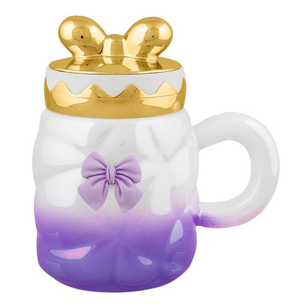 Bow Tie Ceramic Coffee & Tea Mug with Lid, Purple, MG -1 - Image 2