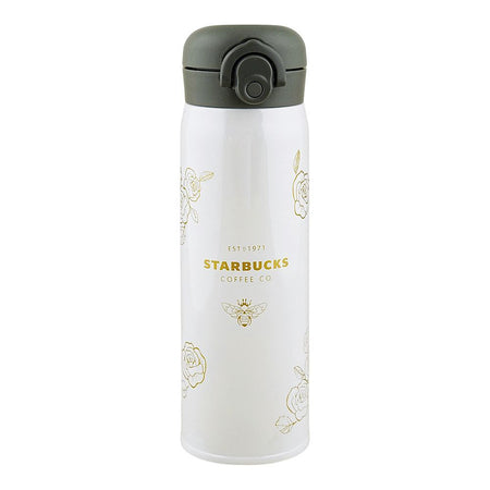 Starbucks Camellia Stainless Steel Thermos Water Bottle, 500ml, Off White, D-4 - Image 2