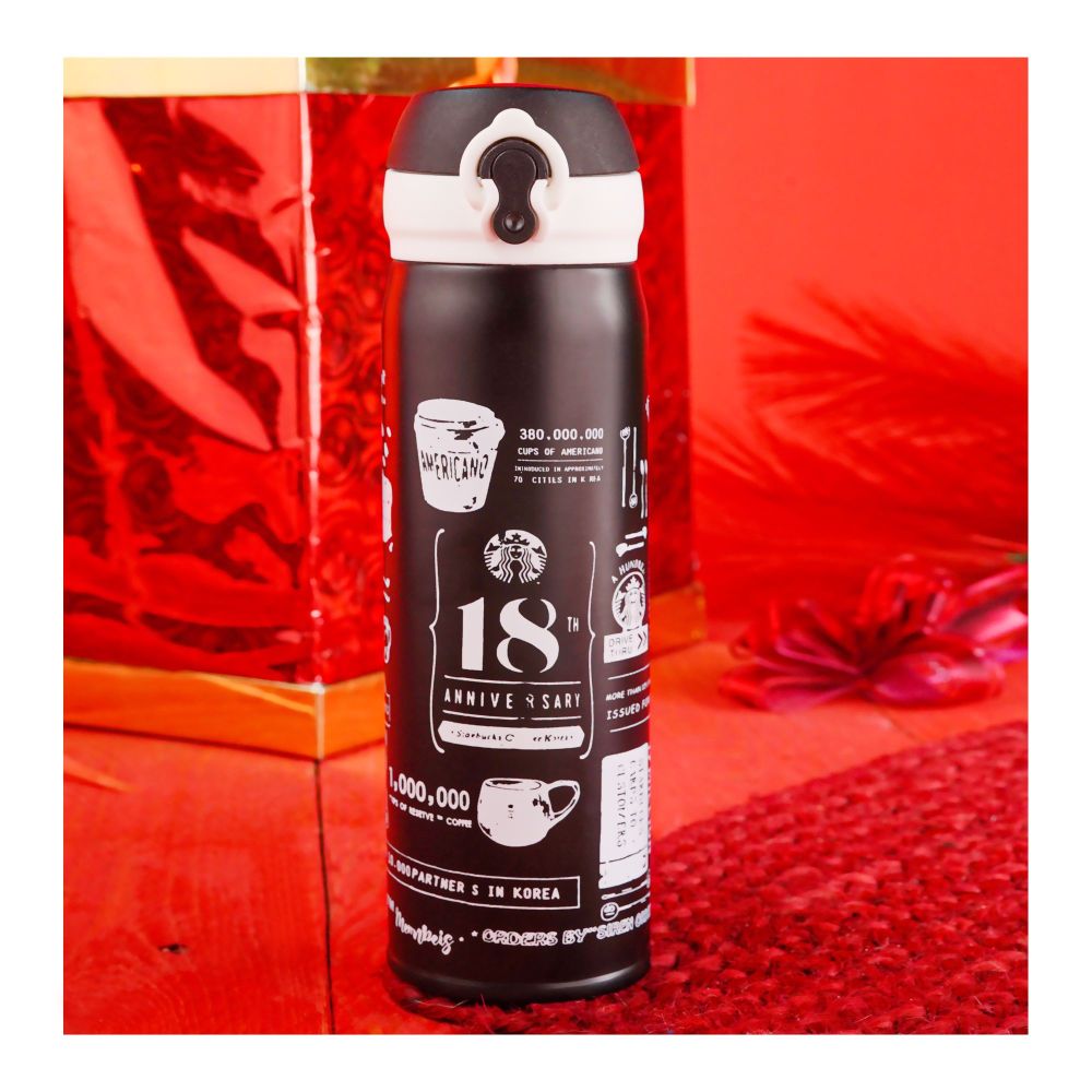 Starbucks 18th Anniversary Stainless Steel Thermos Water Bottle, 500ml, Black F-6 - Main Image
