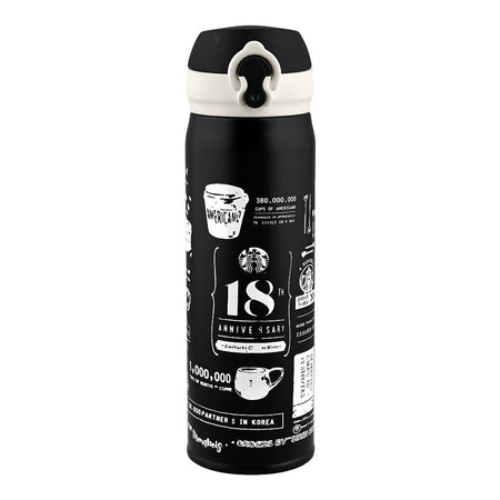Starbucks 18th Anniversary Stainless Steel Thermos Water Bottle, 500ml, Black F-6 - Image 2