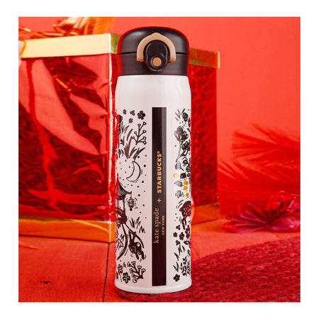 Starbucks kate Spade Rabbit Stainless Steel Thermos Water Bottle, 500ml, White & Black, G-7 - Main Image