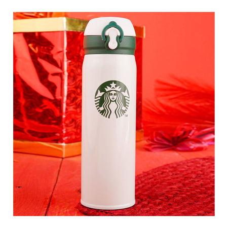 Starbucks Stainless Steel Thermos Water Bottle, 500ml, Green & Cream, I-9 - Main Image