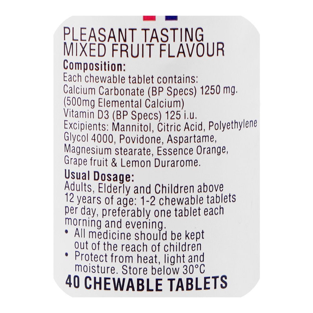 Haleon Qalsium-D Mixed Fruit Tablet, 40-Pack - Image 5
