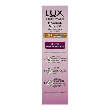 Lux Magical Orchid Body Wash with Black Orchid & Juniper Scent, Paraben Free, Free Loofah, 520ml - Image 3