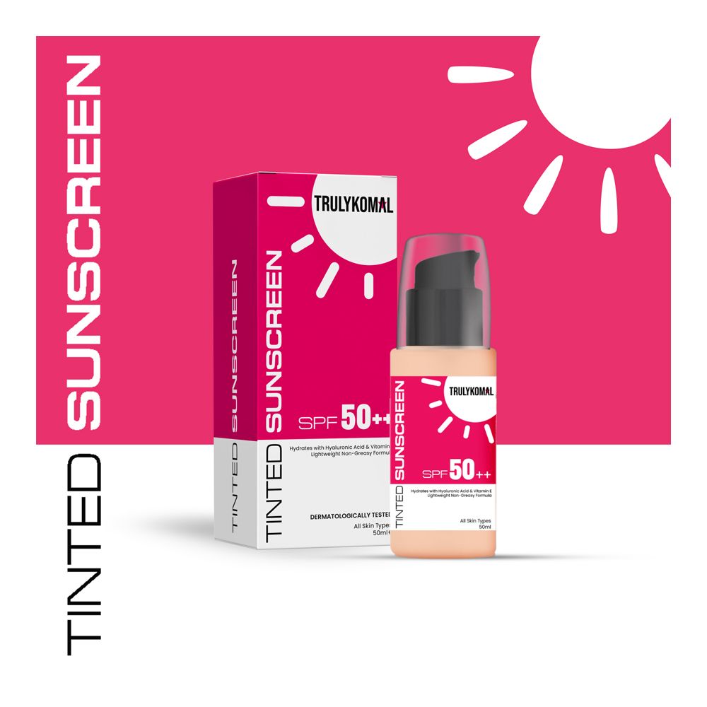 Truly Komal Tinted Sunscreen with SPF50++, Hyaluronic Acid & Vitamin E, For All Skin Types, 50ml - Main Image