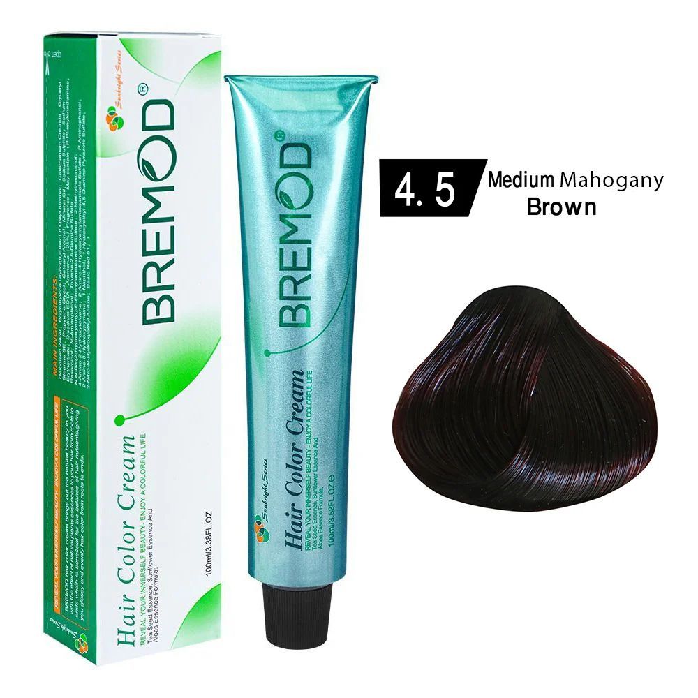 Bremod Hair Color Cream - Salon Quality Hair Dye, 100ml, 4/5 Medium Mahogany Brown - Main Image