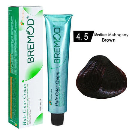 Bremod Hair Color Cream - Salon Quality Hair Dye, 100ml, 4/5 Medium Mahogany Brown - Main Image