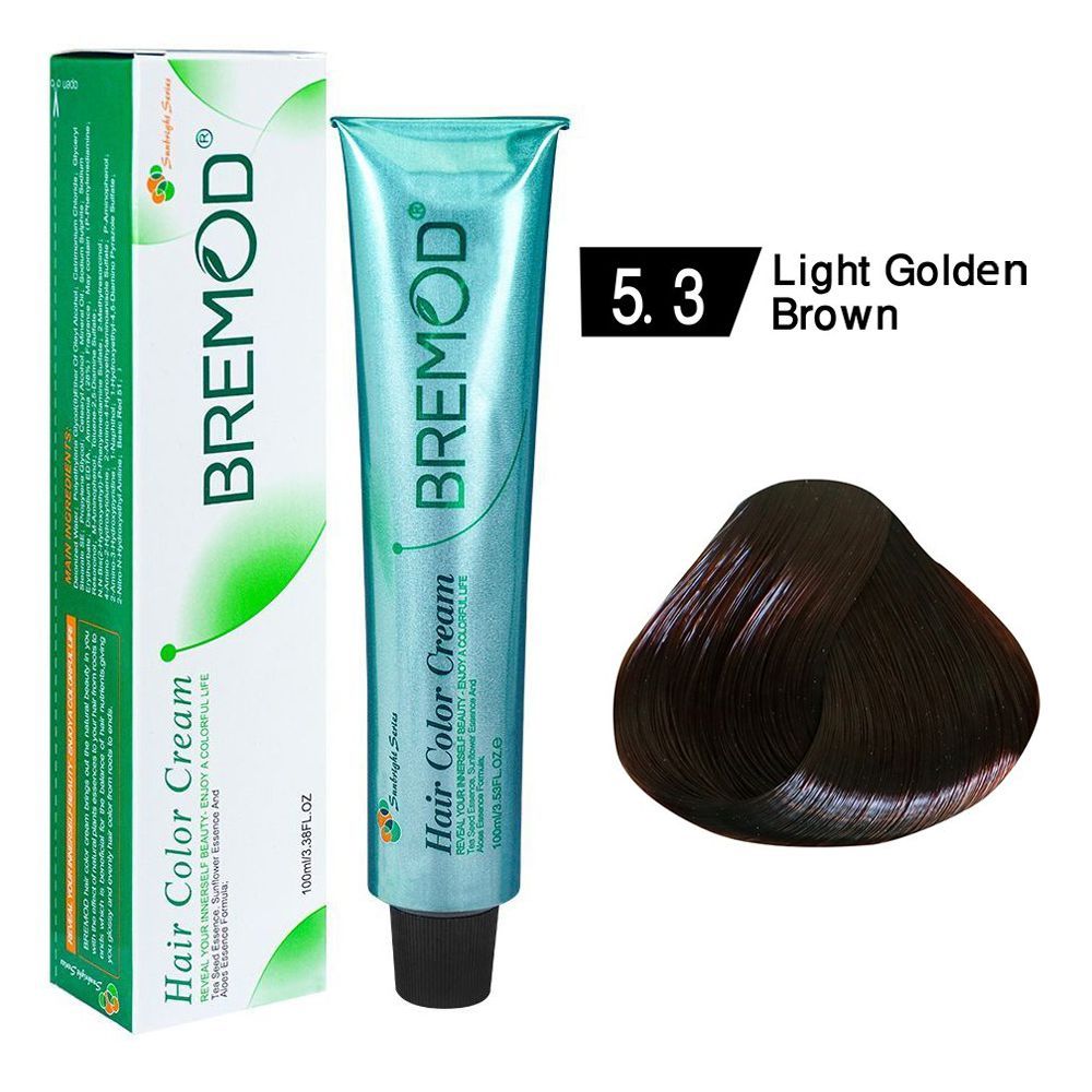 Bremod Hair Color Cream - Salon Quality Hair Dye, 100ml, 5.3 Light Golden Brown - Main Image