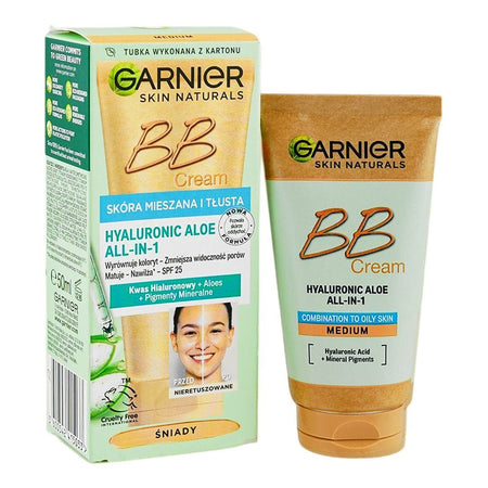 Garnier Skin Naturals Hyaluronic Aloe All-In-1 BB Cream, For Combination To Oily Skin, Medium, 50ml - Main Image