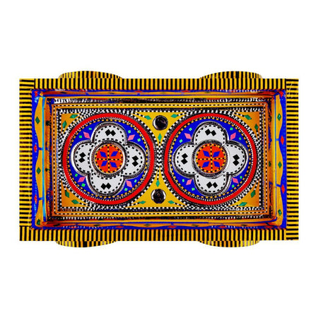 Star Shine Truck Art Decorative Wheel Serving Tray Small, Yellow - Image 4