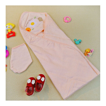 Kids Center Breakfast Baby Hooded Bath Towel, Peach - Main Image