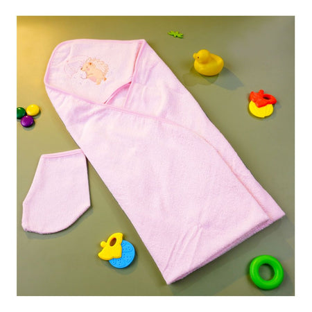 Kids Center Baby Hooded Bath Towel, Light Pink - Image 2
