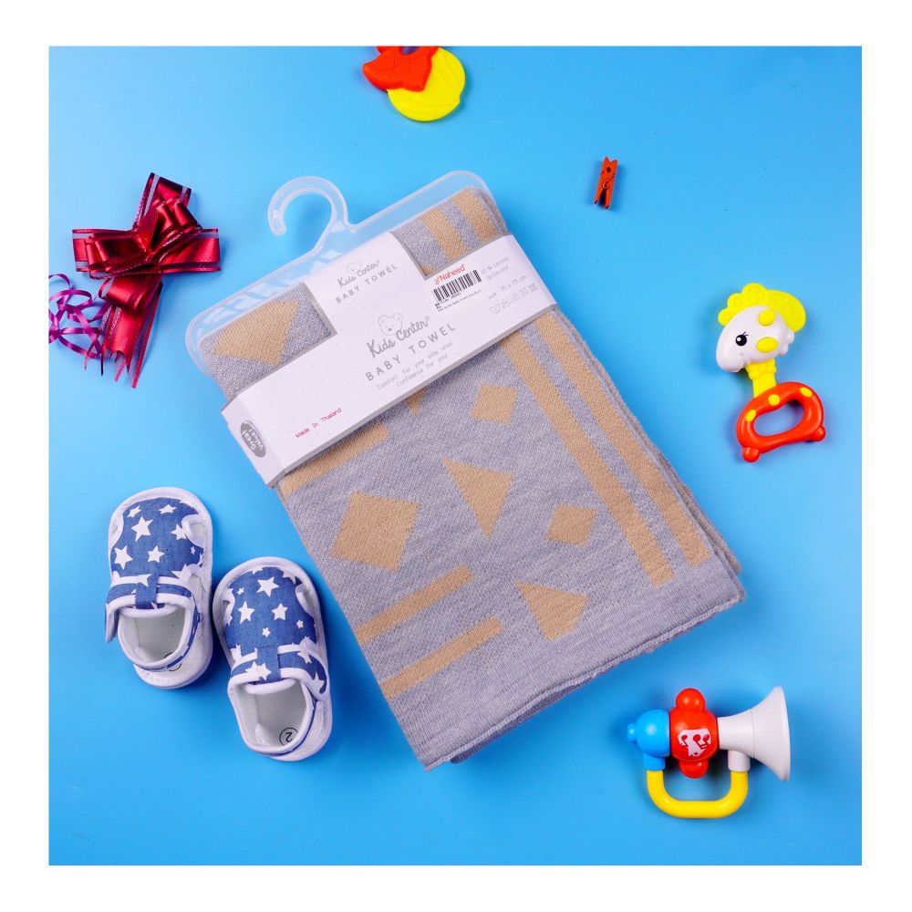 Kids Center Baby Bath Towel, Grey Multi - Main Image