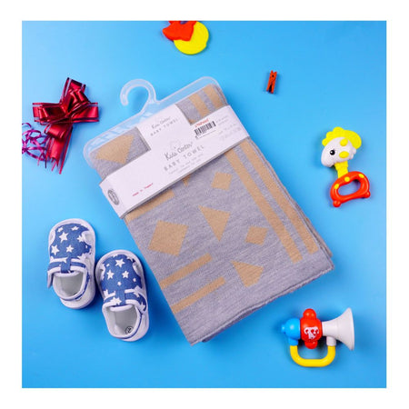 Kids Center Baby Bath Towel, Grey Multi - Main Image