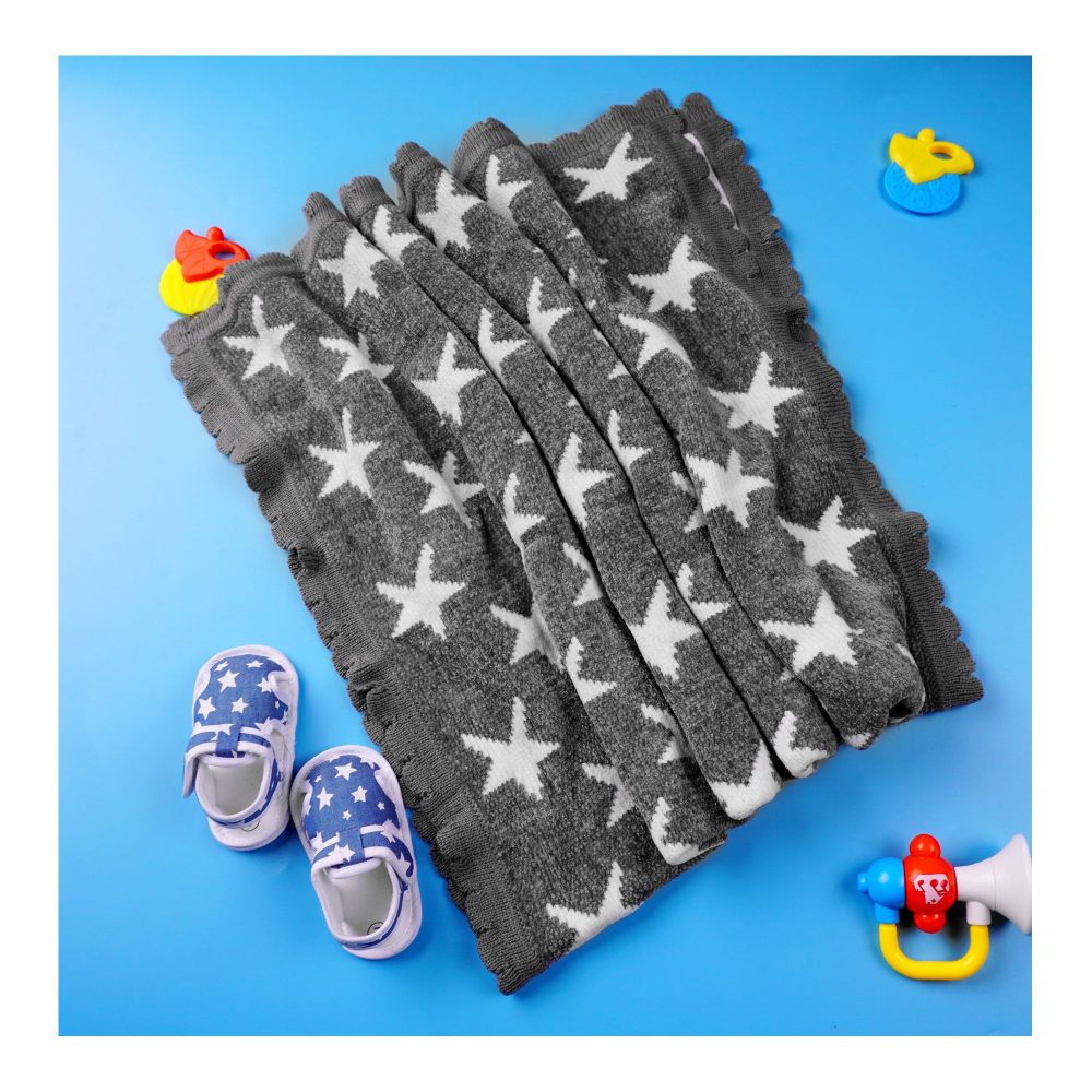 Kids Center Baby Bath Towel, Grey Star - Main Image