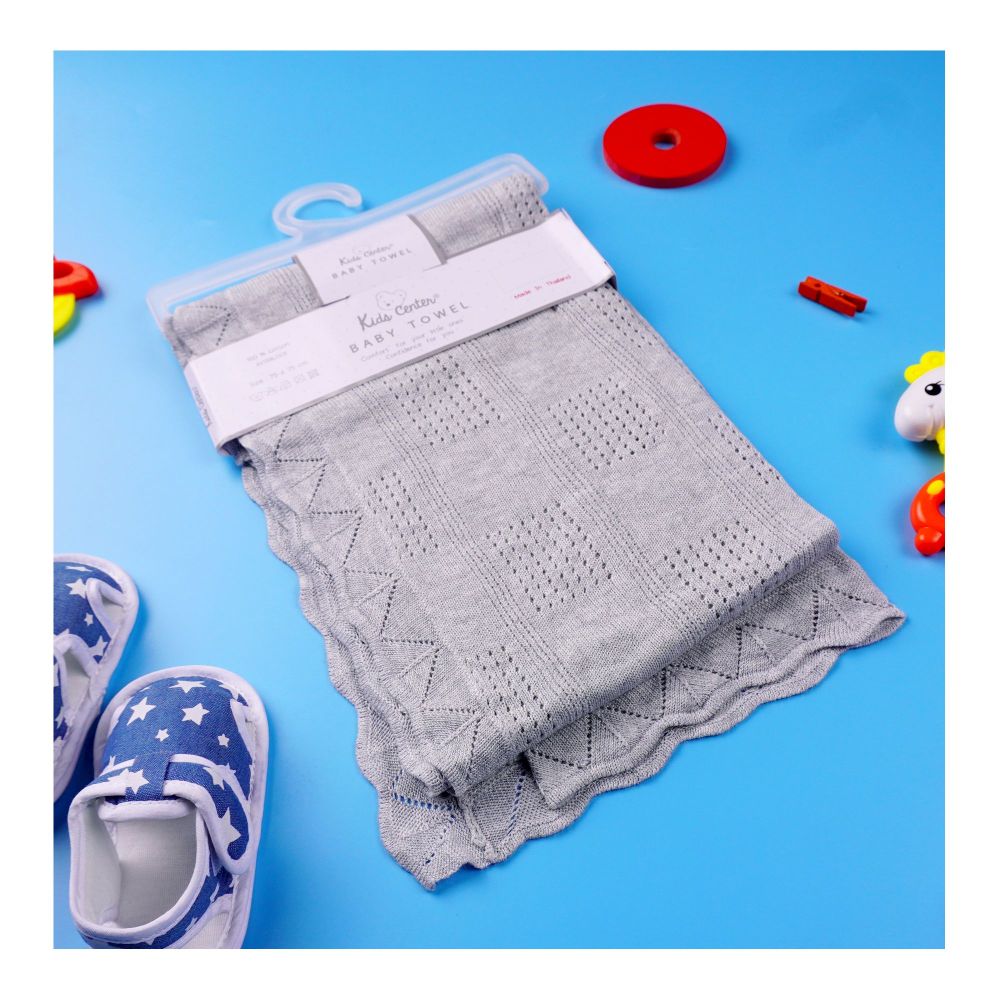 Kids Center Baby Bath Towel, Grey - Main Image