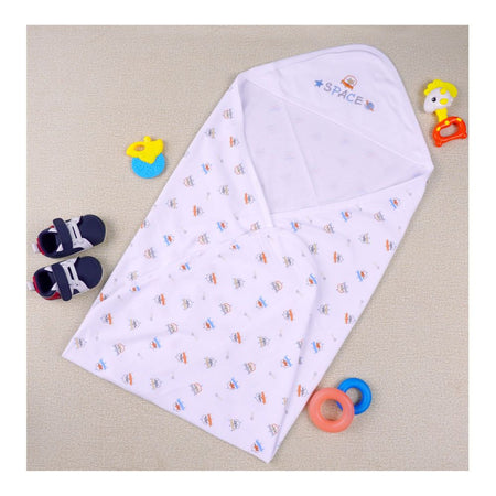 Kids Center Baby Hanger Wrapping Sheet, Soft Cotton Swaddle Blanket for Newborns, Off White Multi - Image 2