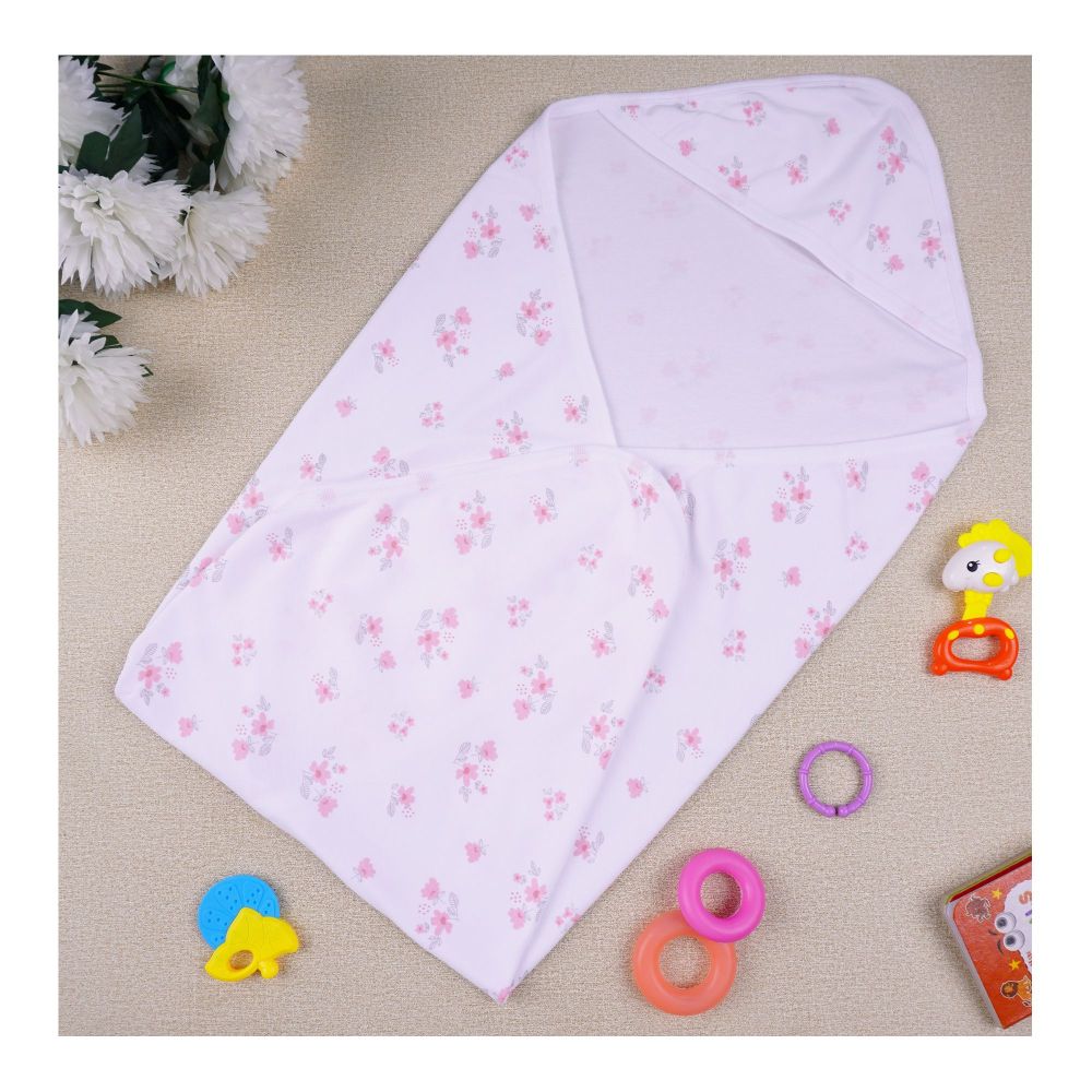 Kids Center Baby Hanger Wrapping Sheet, Soft Cotton Swaddle Blanket for Newborns, White Multi - Image 2