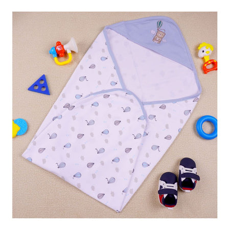 Kids Center Baby Hanger Wrapping Sheet, Soft Cotton Swaddle Blanket for Newborns, Blue Multi - Image 2
