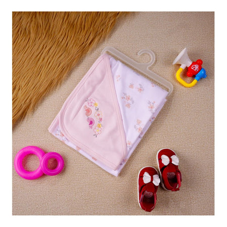 Kids Center Baby Hanger Wrapping Sheet, Soft Cotton Swaddle Blanket for Newborns, Pink Multi - Main Image