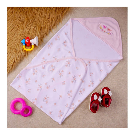 Kids Center Baby Hanger Wrapping Sheet, Soft Cotton Swaddle Blanket for Newborns, Pink Multi - Image 2