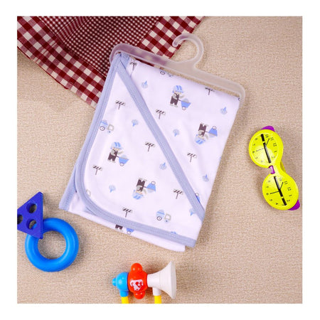 Kids Center Baby Hanger Wrapping Sheet, Soft Cotton Swaddle Blanket for Newborns, Light Blue Multi - Main Image