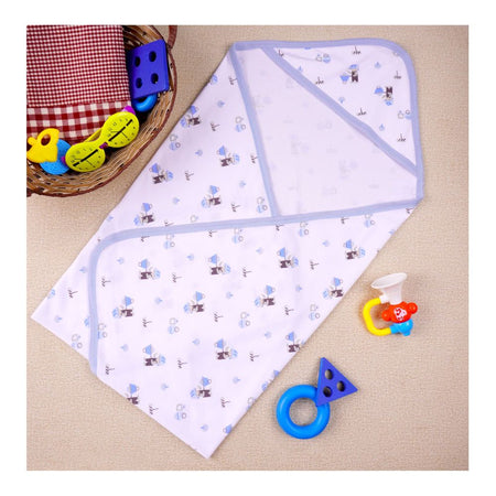 Kids Center Baby Hanger Wrapping Sheet, Soft Cotton Swaddle Blanket for Newborns, Light Blue Multi - Image 2