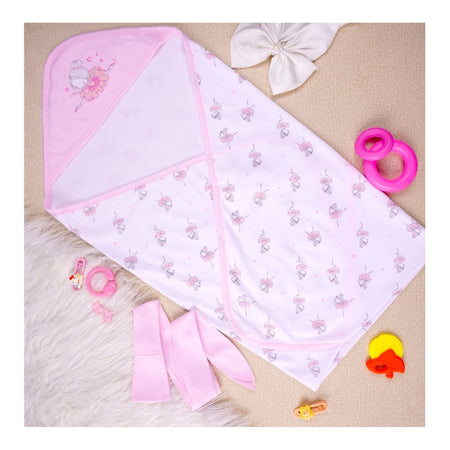Kids Center Baby Hanger Wrapping Sheet, Soft Cotton Swaddle Blanket for Newborns, Pink White - Image 2