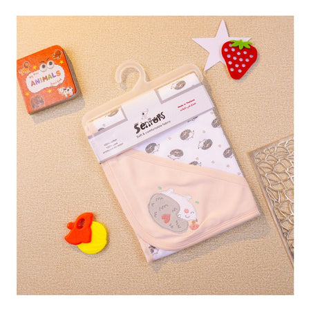 Kids Center Baby Hanger Wrapping Sheet, Soft Cotton Swaddle Blanket for Newborns, Peach White - Main Image