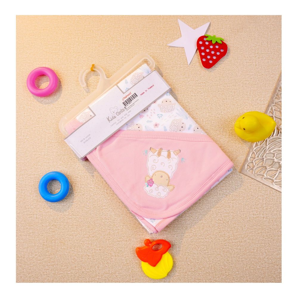 Kids Center Baby Hanger Wrapping Sheet, Soft Cotton Swaddle Blanket for Newborns, Dark Pink Multi - Main Image