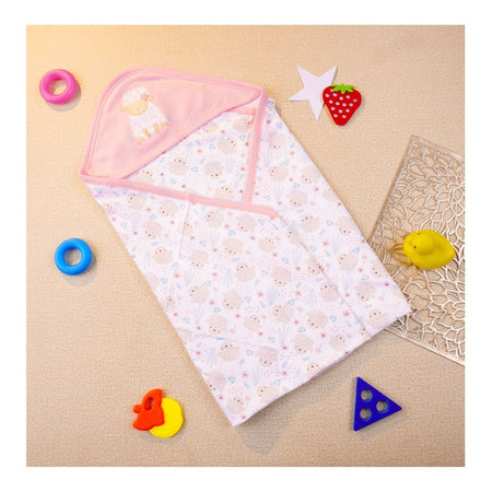 Kids Center Baby Hanger Wrapping Sheet, Soft Cotton Swaddle Blanket for Newborns, Dark Pink Multi - Image 2