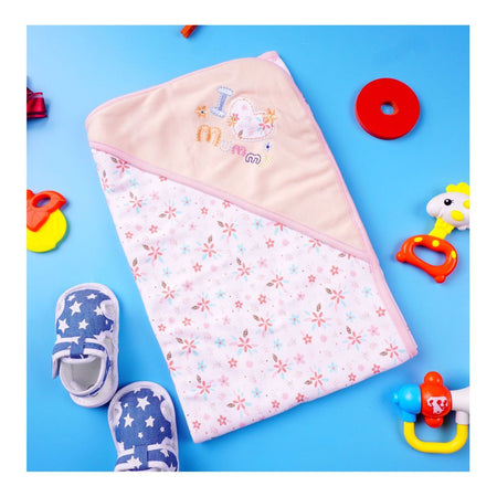 Kids Center I Love Mummy Baby Wrapping Sheet, Soft Cotton Swaddle Blanket for Newborns, Peach Multi - Image 2
