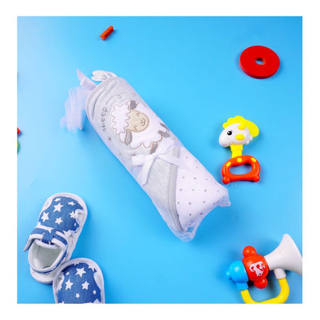 Kids Center Sheep Baby Wrapping Sheet, Soft Cotton Swaddle Blanket for Newborns, Grey - Main Image