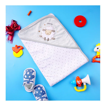 Kids Center Sheep Baby Wrapping Sheet, Soft Cotton Swaddle Blanket for Newborns, Grey - Image 2