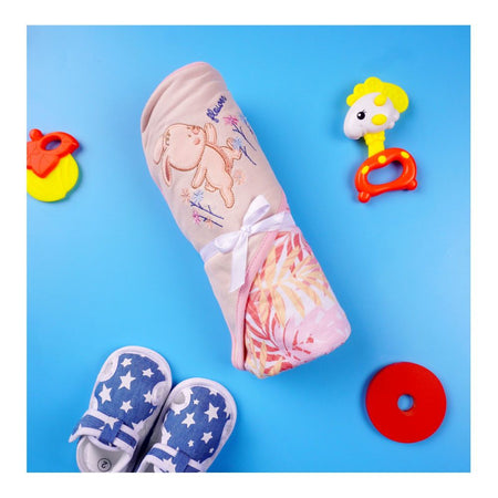 Kids Center Flower Rabbit Baby Wrapping Sheet, Soft Cotton Swaddle Blanket for Newborns, Orange Multi - Main Image