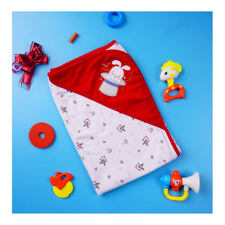 Kids Center Magic Rabbit Baby Wrapping Sheet, Soft Cotton Swaddle Blanket for Newborns, Red Multi - Image 2