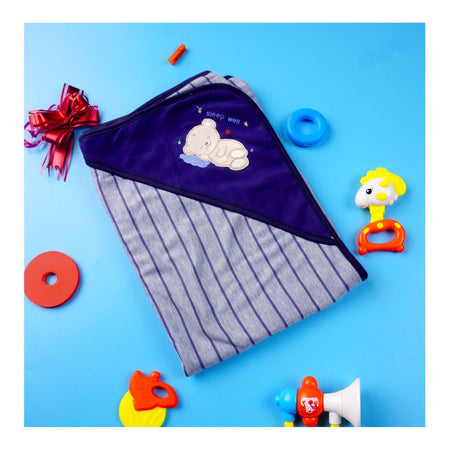 Kids Center Sleep Well Bear Baby Wrapping Sheet, Soft Cotton Swaddle Blanket for Newborns, Dark Blue Multi - Image 2
