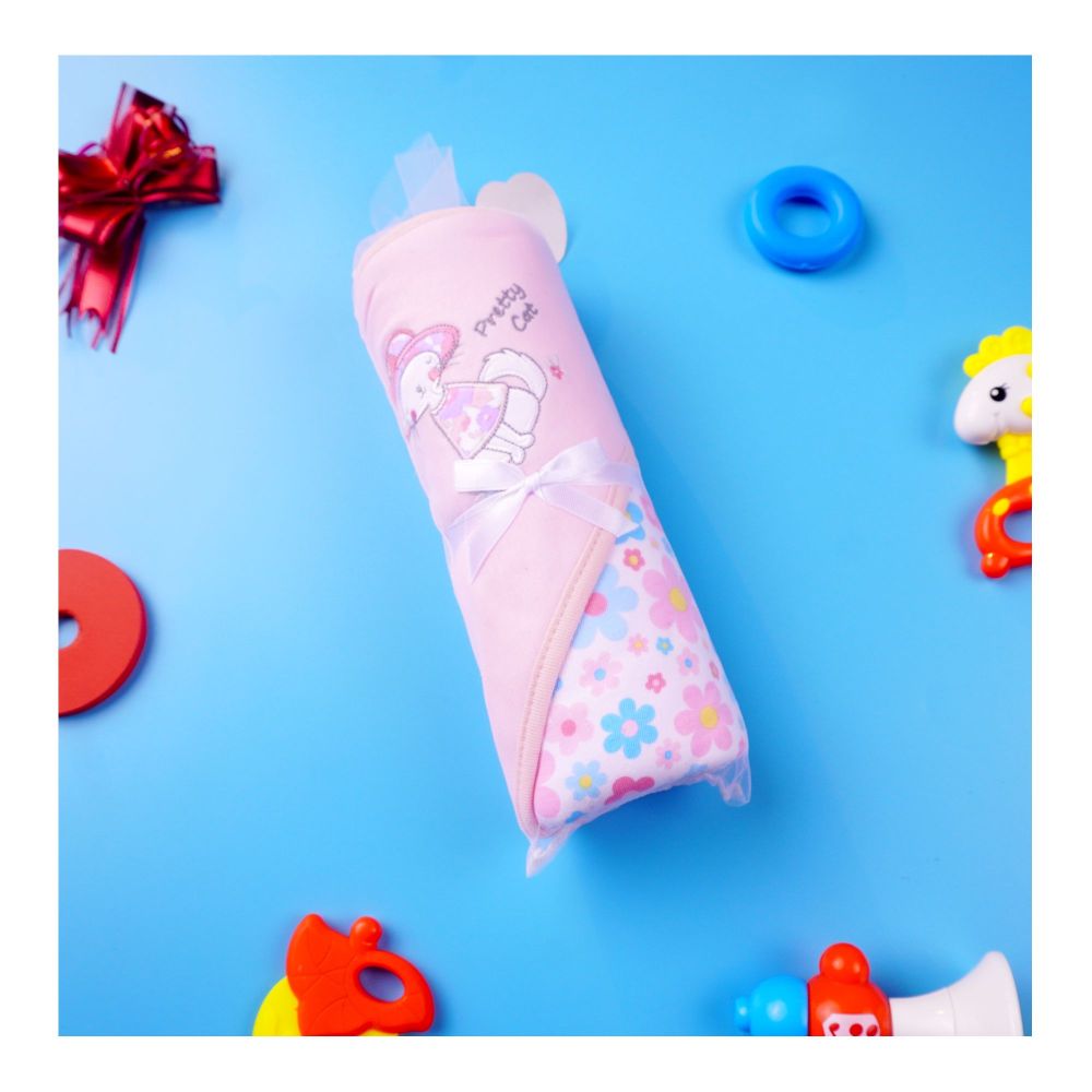 Kids Center Pretty Cat Baby Wrapping Sheet, Soft Cotton Swaddle Blanket for Newborns, Pink Multi - Main Image