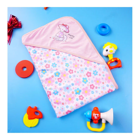 Kids Center Pretty Cat Baby Wrapping Sheet, Soft Cotton Swaddle Blanket for Newborns, Pink Multi - Image 2