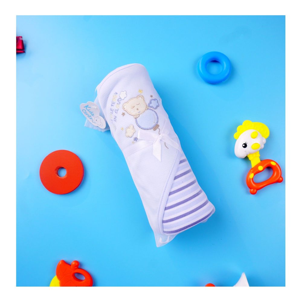 Kids Center Little Teddy In Cloud Baby Wrapping Sheet, Soft Cotton Swaddle Blanket for Newborns, Blue Multi - Main Image